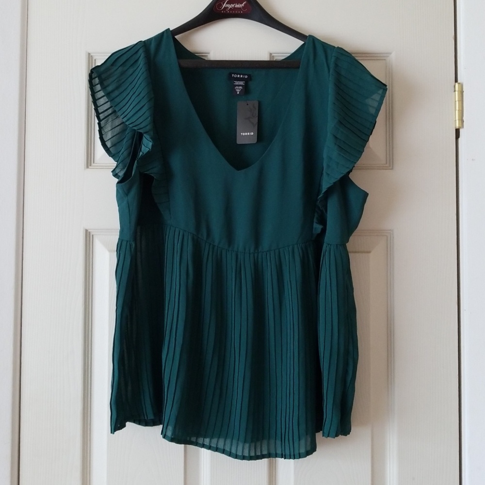 Emerald green empire waist blouse